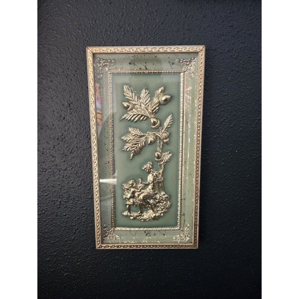 Vintage Intercraft Jade Four Seasons Wall Plaque 8x15 Hollywood Regency Decor
